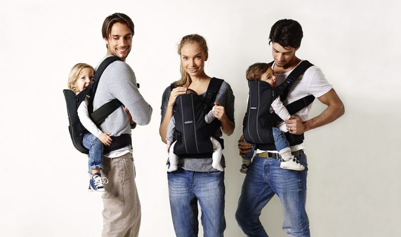 Ergonomic baby carrier with many features